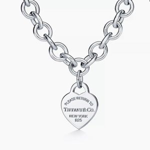 Tiffany & Co. Heart Tag Chain Link Necklace in Silver